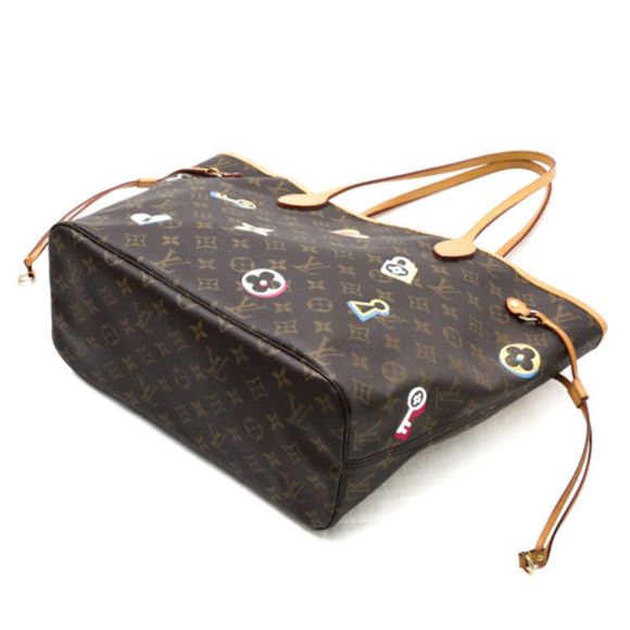 Louis Vuitton Tote Bag Neverfull Lovelock Monogram Leather Brown MM Shoulder Bag - Picture 5 of 6